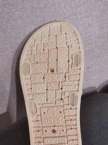 Fashion Beige Slippers For Women, Braided Design Slides - Beige - View 4