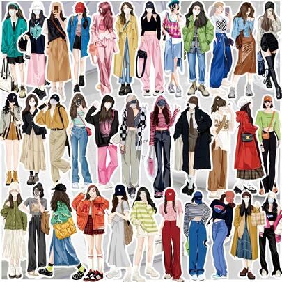 58入組人像圖案貼紙