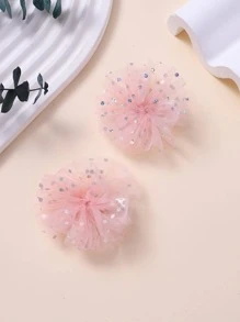 2pcs Girls Sequin & Flower Decor Fashion Alligator Hair Clip For Hair Decoration