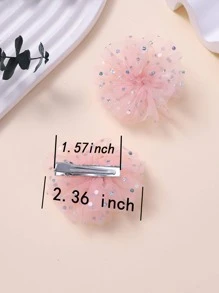 2pcs Girls Sequin & Flower Decor Fashion Alligator Hair Clip For Hair Decoration