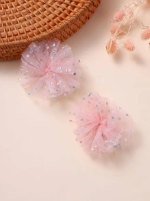 2pcs Girls Sequin & Flower Decor Fashion Alligator Hair Clip For Hair Decoration