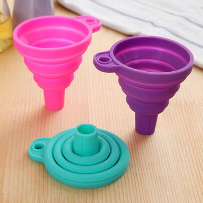 1pc Random Color Foldable Funnel, Food Funnel, Collapsible Kitchen Funnel, Wide Mouth Can Funnel, Bottle Funnel