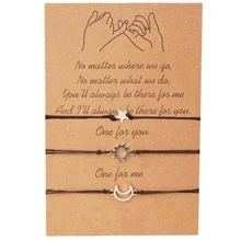 3入組/套極簡鏤空我們日月星星裝飾繩手鍊女士日常裝飾送給朋友禮物 - 1 月亮+1太陽+1星星 - 查看 1