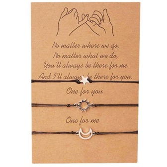 3入組/套極簡鏤空我們日月星星裝飾繩手鍊女士日常裝飾送給朋友禮物