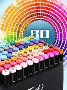 Double Tip Markers Markers 80 Pcs - Black - View 5