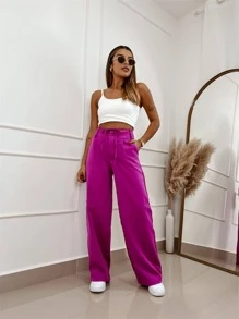 Women Pants - 紫色 - 查看 3