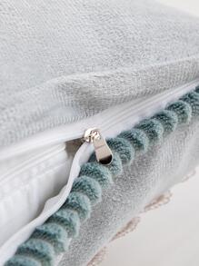 Floral Embroidered Cushion Cover Without Filler - Grey - View 4