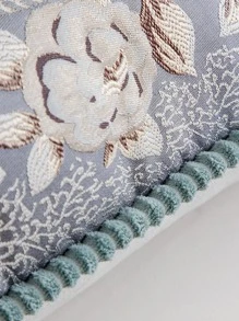Floral Embroidered Cushion Cover Without Filler - Grey - View 3