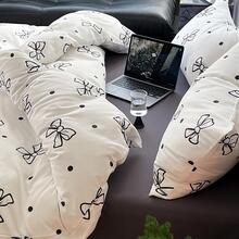 Bow Print Bedding Set Without Filler - Black and White - View 6