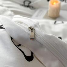 Bow Print Bedding Set Without Filler - Black and White - View 8