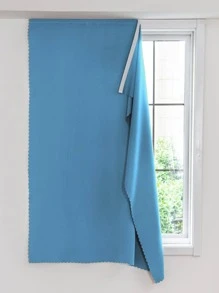 1 件纯色窗帘，遮光隔热窗帘，适用于客厅和卧室，简约现代，无需钻孔安装，粘贴式窗帘布 - 藍色 - 查看 8