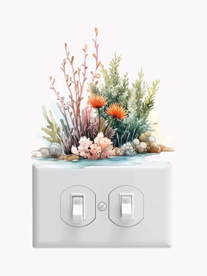 1 件珊瑚图案开关插座墙贴，贴纸，墙贴花，乙烯基贴花，用于家居装饰，春季装饰品让您的家焕然一新，拉玛装饰贴纸