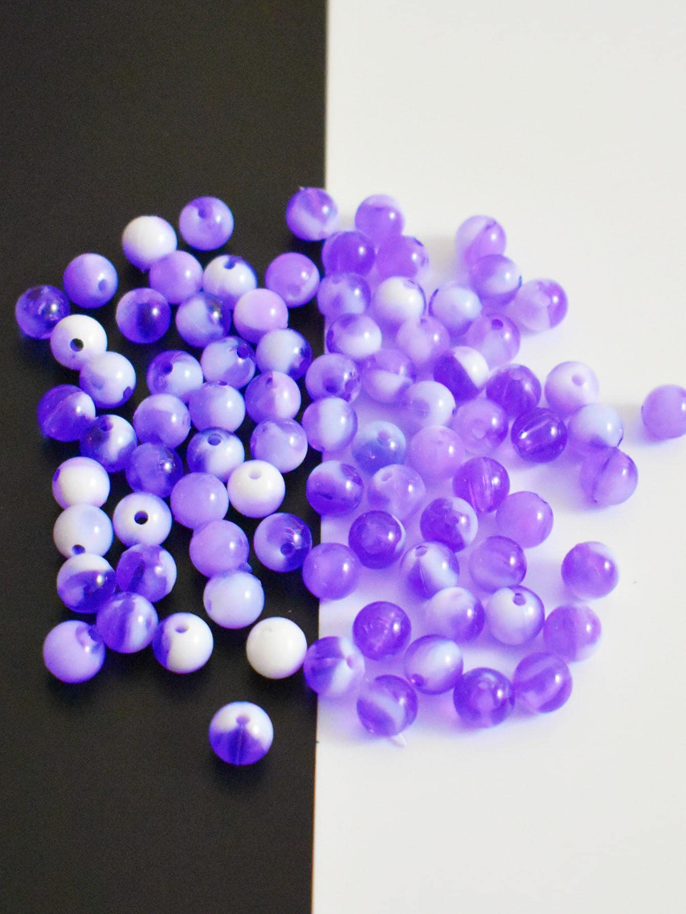 6/8/10 毫米實心透明雙色壓克力圓珠，寬鬆間隔珠，適用於 Diy 珠寶手鍊和項鍊，12 克/批 - 紫色 - 查看 1