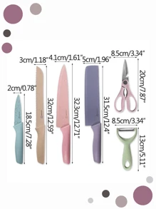 Juego de cuchillos de cocina Profesionales De Acero Inoxidable Set De 6 Piezas Multicolor - Multicolor - Ver 5