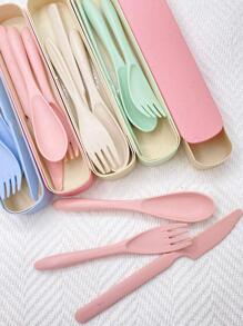 Set Cubiertos Con Estuche Portátil Ecológicos - Beis - Ver 1