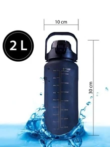 Botella de Agua motivacional  Negro "Kit de Hidratacióncon 2L, 900ml, 300ml. - Negro - Ver 2