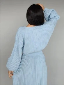 Conjunto de falda y blusa - Azul - Ver 2