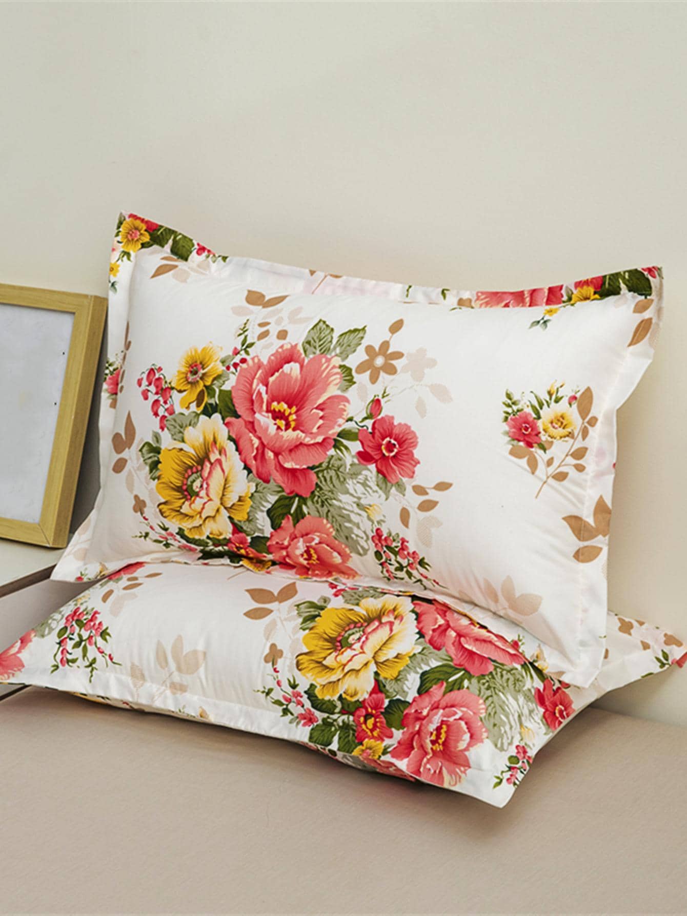 1入組花朵圖案枕套無填充物，彩色柔軟加厚家用床上用品枕套 - 彩色 - 查看 1