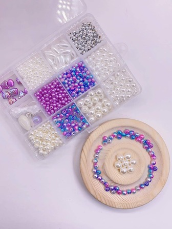 1box Fashion Colorful Beads & Faux Pearl Jewelry Making Kit For DIY Bracelet Jewelry Making