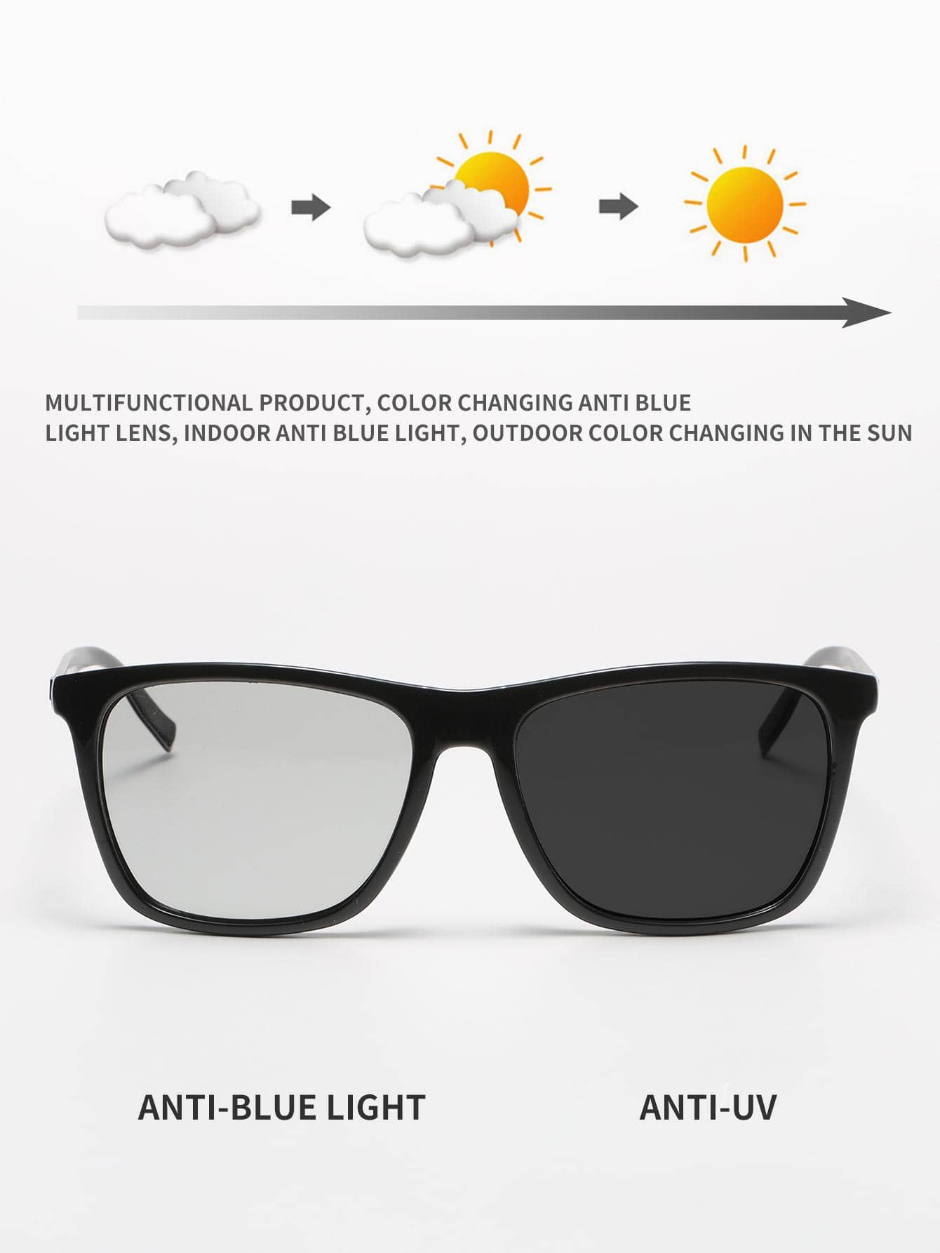 Men Photochromic Lens Sunglasses Casual Sunglasses Sun Glasses - Black - View 1