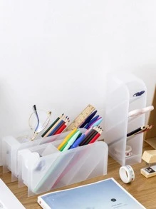 1入組多格鉛筆白色塑膠桌面收納盒 - 白色 - 查看 5
