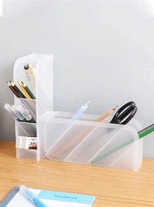 1入組多格鉛筆白色塑膠桌面收納盒 - 白色 - 查看 2