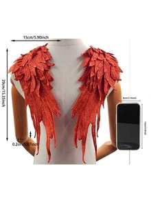 1入組翅膀設計DIY織帶，DIY紅色滌綸布飾邊 - 紅色 - 查看 2