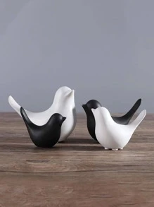 2 piezas de figuras de pájaro abstractas cerámicas minimalistas nórdicas, adornos de decoración del hogar, regalos para inauguración de la casa/cumpleaños/graduación, de vuelta a la escuela/Día de San Valentín/Halloween/Navidad - Negro - Ver 8