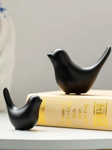 2 piezas de figuras de pájaro abstractas cerámicas minimalistas nórdicas, adornos de decoración del hogar, regalos para inauguración de la casa/cumpleaños/graduación, de vuelta a la escuela/Día de San Valentín/Halloween/Navidad - Negro - Ver 6