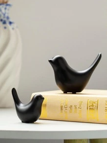2 piezas de figuras de pájaro abstractas cerámicas minimalistas nórdicas, adornos de decoración del hogar, regalos para inauguración de la casa/cumpleaños/graduación, de vuelta a la escuela/Día de San Valentín/Halloween/Navidad - Negro - Ver 4