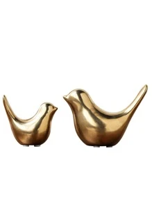 2 件北欧简约陶瓷鸟抽象雕像，家居装饰配件，生日/毕业派对小礼物，返校节，情人节，万圣节，圣诞节 - 金色 - 查看 5