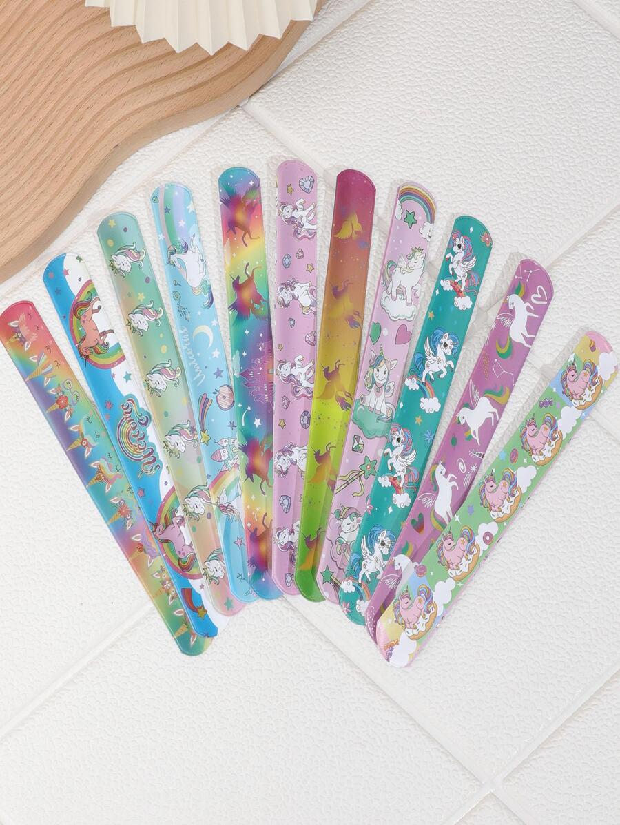 11入組/套塑料派對手鍊，可愛獨角獸和彩虹圖案派對腕帶，適合家用 - 彩色 - 查看 1