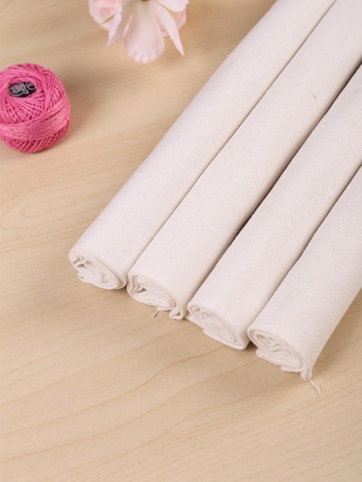 4pcs Plain DIY Fabric, White Simple Embroidered Cloth For Sewing