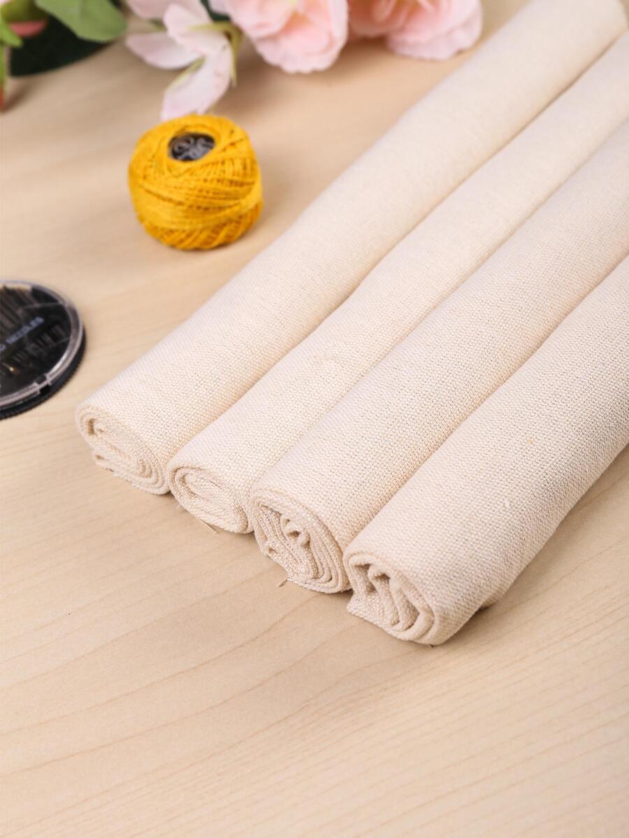 4入組素色DIY面料,米色簡單繡花布,用於縫紉 - 米色 - 查看 1