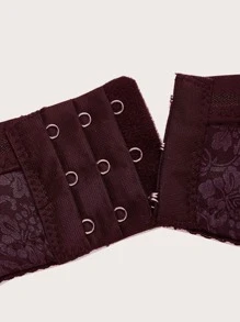 Plus Bow Detail Underwire Bra - Burgundy - View 4