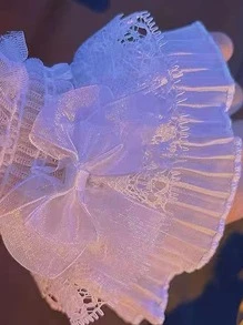 蝴蝶結裝飾荷葉邊假袖口 - 白色 - 查看 5