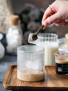 X WOTP 1 件透明玻璃牛奶杯，玻璃垂直纹理简约咖啡杯，适合家庭返校 - 無色 - 查看 3