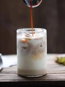 X WOTP 1 件透明玻璃牛奶杯，玻璃垂直纹理简约咖啡杯，适合家庭返校 - 無色 - 查看 6