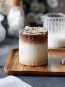 X WOTP 1 件透明玻璃牛奶杯，玻璃垂直纹理简约咖啡杯，适合家庭返校 - 無色 - 查看 8