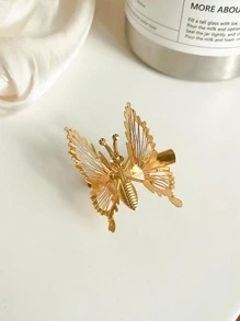 2 chiếc kẹp tóc cá sấu trang trí hình bướm - Vàng - Xem 6