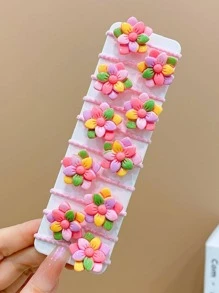 10入組女孩花朵裝飾髮圈 - 彩色 - 查看 1