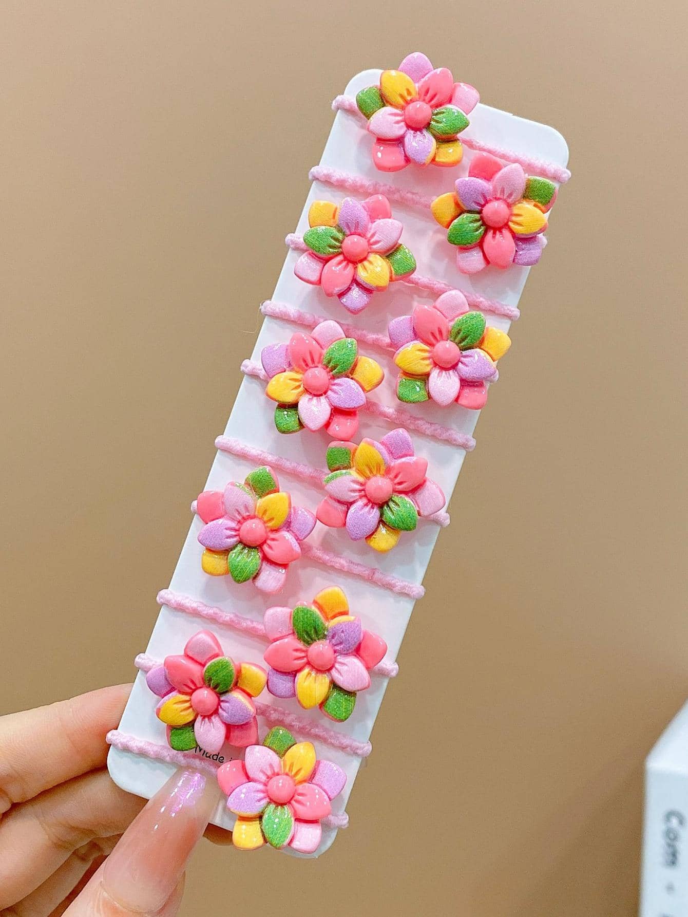 10入組女孩花朵裝飾髮圈 - 彩色 - 查看 1