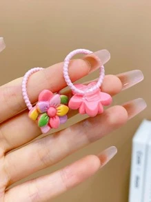 10入組女孩花朵裝飾髮圈 - 彩色 - 查看 7