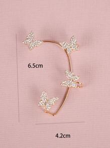 1pc Rhinestone Butterfly Decor Ear Wrap - Gold - View 3