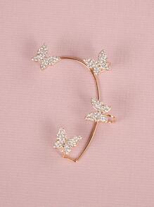 1pc Rhinestone Butterfly Decor Ear Wrap - Gold - View 2