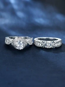 Vanel 2pcs/set Cubic Zirconia Decor Ring