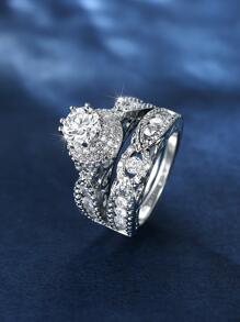 Vanel 2pcs/set Cubic Zirconia Decor Ring