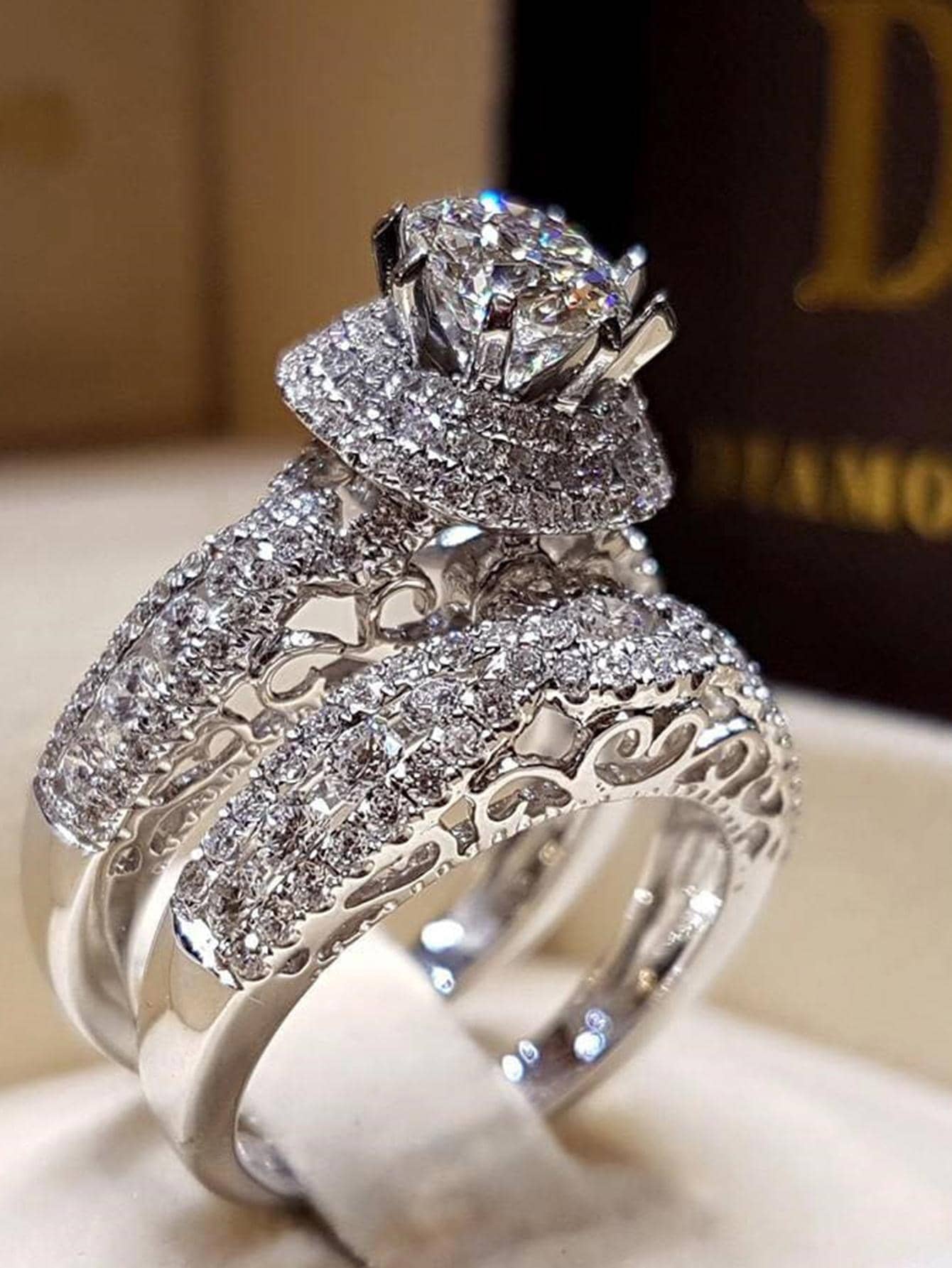 Vanel 2pcs/set Cubic Zirconia Decor Ring