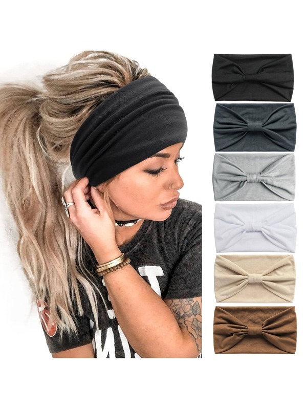 1pc Dark Colored Wide Headband For Women, Non-Slip Elastic Hairband Suitable For Yoga, Running, Sports, Workout And Gym Activities, Can Also Be Used As A Knotted Headscarf Turban. Back To School