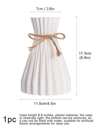 1/2 Pcs Artificial Flower Vase, Ceramic Appearance Plastic Height 6.9 Inches, Unbreakable Home ation Inserted Fake Vase Cannot Hold Water, Moderne ative ation, Living Room, Table, Office, Centerpiece Room Glass view 2